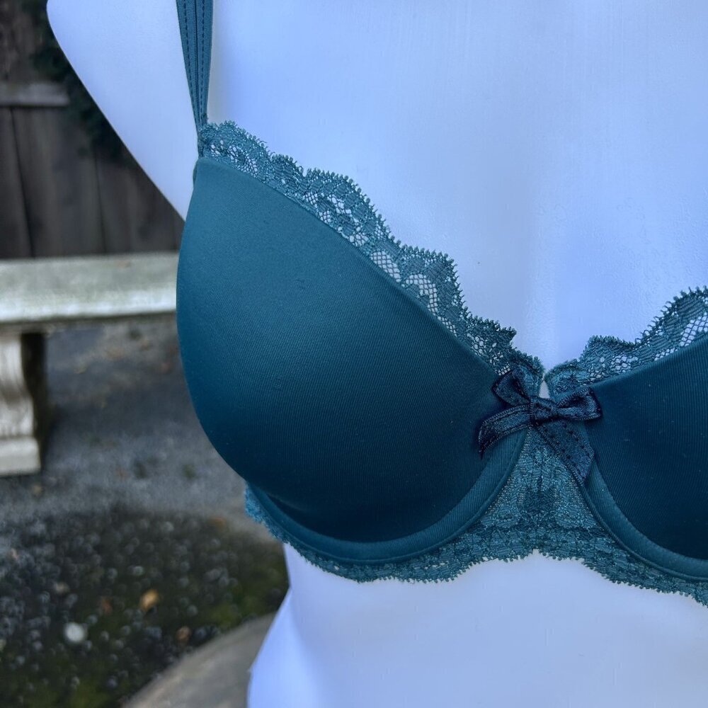 Chantelle Green Rive Gauche T shirt 3086 Balconette Bra 34DD - Picture 8 of 10